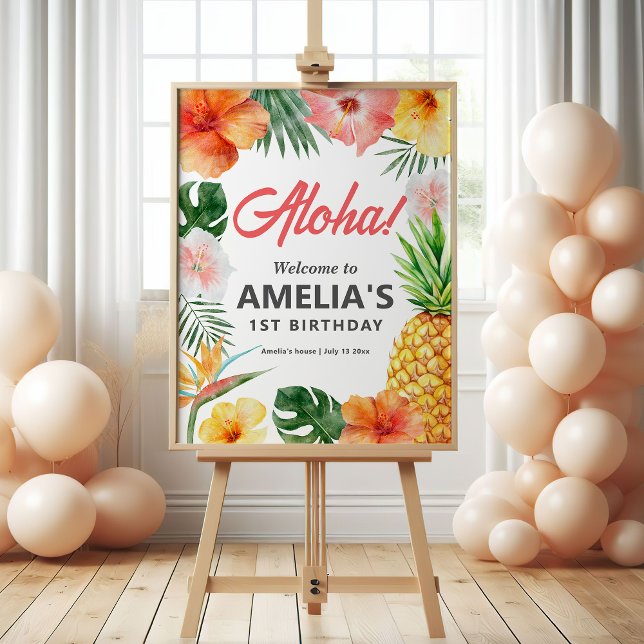Tropical Hawaiian Birthday Party Welcome Sign (Creator Uploaded)