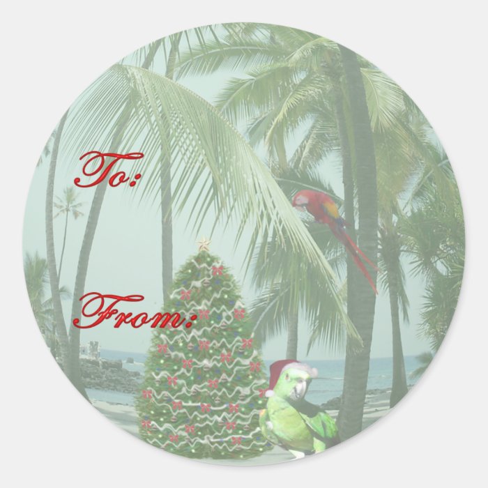 Tropical Hawaiian Christmas Gift Tag Sticker