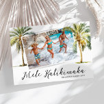 Tropical Hawaiian Christmas Photo Holiday Card<br><div class="desc">Celebrate the holiday season with our tropical hawaiian christmas holiday cards. Each card thoughtfully integrates a cherished family photo amid picturesque illustrations of watercolor palm trees,  the seasons greetings "mele kalikimaka",  your family name,  and the year.</div>