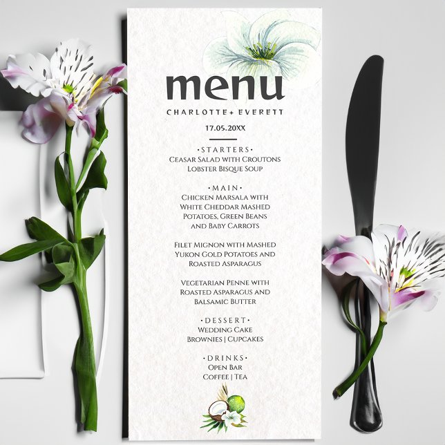 Tropical Hawaiian Coconut Lime wedding Menu (Creator Uploaded)