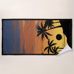 Tropical Hawaiian Coconut Palm Paradise Beach  Towel