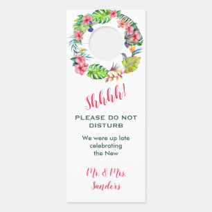 Tropical Hawaiian Colorful Hibiscus Wedding Guests Door Hanger