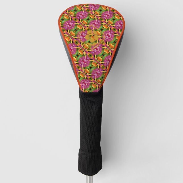 Tropical Hawaiian Floral Bohemian Aloha  Golf Head Cover (Front)