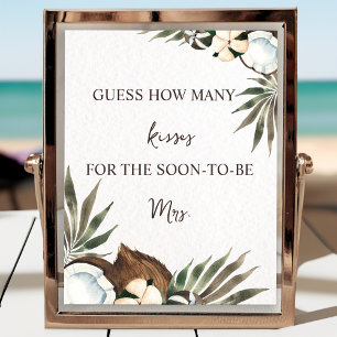 Tropical Hawaiian Floral & Coconut Bridal Shower Poster