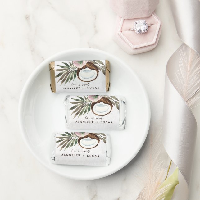 Tropical Hawaiian Floral & Coconut Hershey's Miniatures (Wedding)