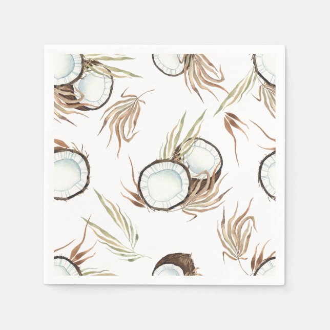 Tropical Hawaiian Floral & Coconut party Napkins (Front)
