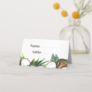 Tropical Hawaiian Floral & Coconut Place Card