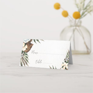 Tropical Hawaiian Floral & Coconut Place Card