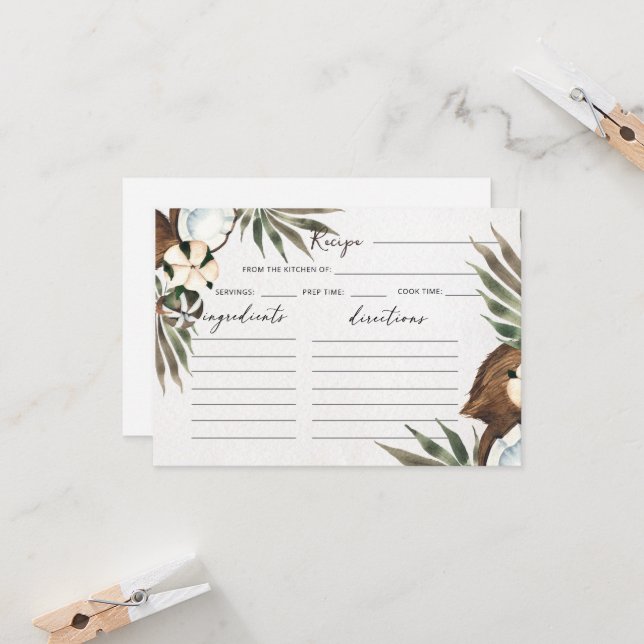 Tropical Hawaiian Floral & Coconut recipe card (Front/Back In Situ)