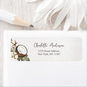 Tropical Hawaiian Floral & Coconut Return Address Label
