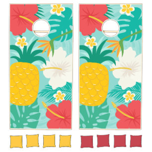 Tropical Hawaiian Floral Cornhole Set