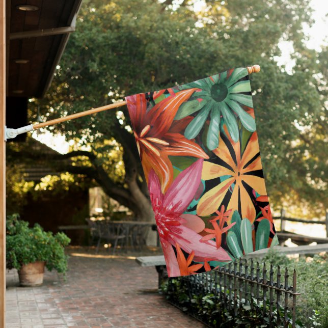 tropical/Hawaiian/floral/flower House Flag (In SItu)