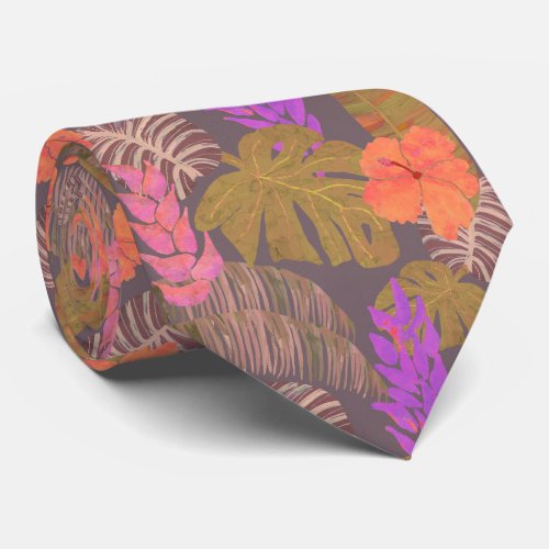 Tropical Hawaiian Floral Neck Tie