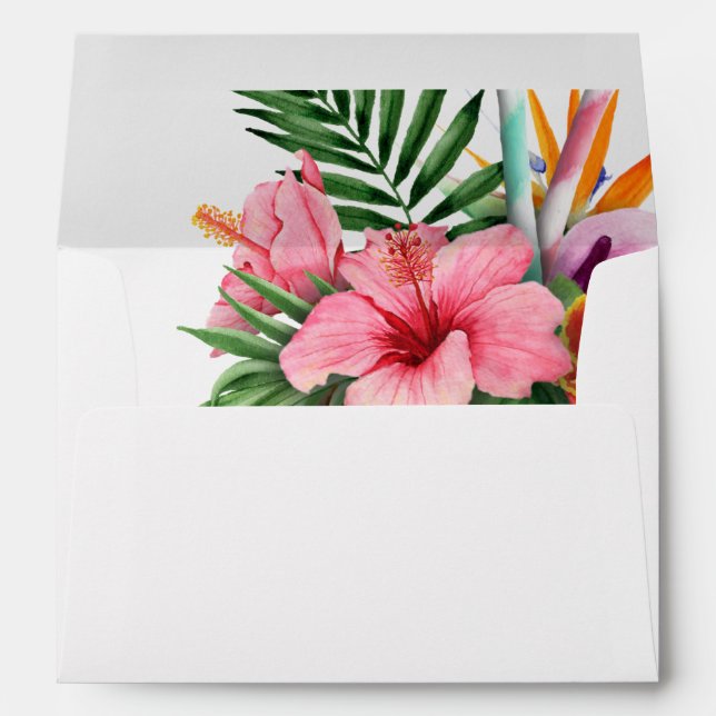 Tropical Hawaiian Floral Wedding or Party Envelope (Back (Bottom))