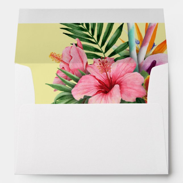 Tropical Hawaiian Floral Wedding or Party- Yellow Envelope (Back (Bottom))