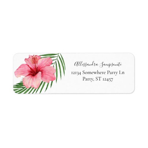 Tropical Hawaiian Floral White Return Address Label