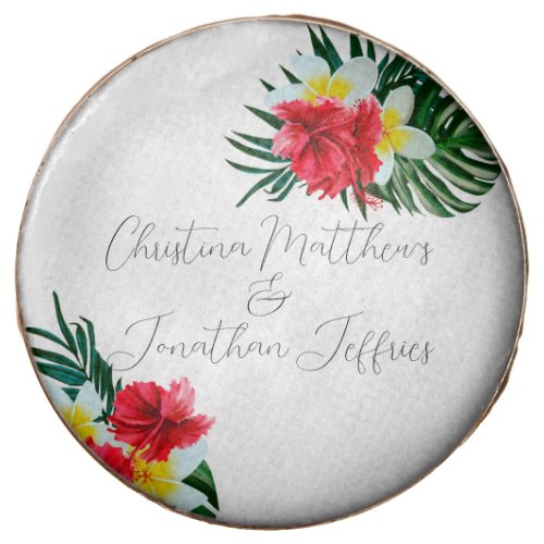 Tropical Hawaiian Flowers Elegant Wedding on White Chocolate Covered Oreo