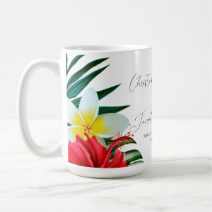 Tropical Hawaiian Flowers Elegant Wedding on White Coffee Mug
