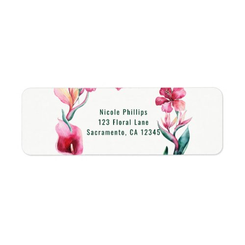 Tropical Hawaiian Flowers Elegant Wedding Party Label