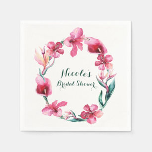 Tropical Hawaiian Flowers Elegant Wedding Party Napkins