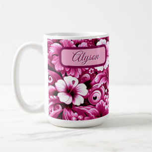 Tropical Hawaiian Flowers Hibiscus Personalized Coffee Mug