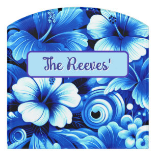 Tropical Hawaiian Flowers Hibiscus Personalized Door Sign