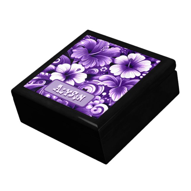 Tropical Hawaiian Flowers Hibiscus Personalized Gift Box (Side)