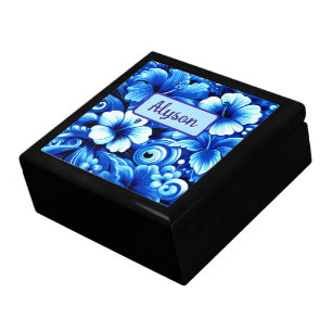 Tropical Hawaiian Flowers Hibiscus Personalized Gift Box