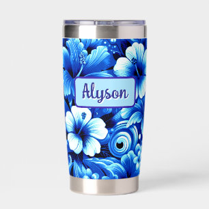 Tropical Hawaiian Flowers Hibiscus Personalized Insulated Tumbler