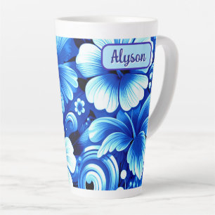 Tropical Hawaiian Flowers Hibiscus Personalized Latte Mug