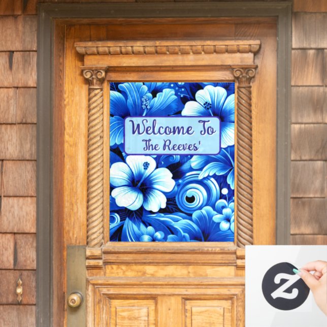 Tropical Hawaiian Flowers Hibiscus Personalized Window Cling (Home Door)