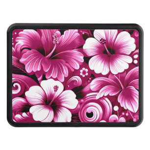 Tropical Hawaiian Flowers Hibiscus Pink Pattern Hitch Cover