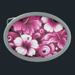 Tropical Hawaiian Flowers Hibiscus Pink White Belt Buckle<br><div class="desc">Tropical Hawaiian Flowers Hibiscus Pink White
Please follow me; I create new designs and products daily!
Feel free to contact me with your design needs.</div>