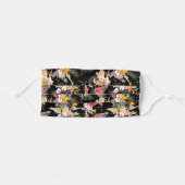 Tropical Hawaiian Flowers on Black Adult Cloth Face Mask (Front, Folded)