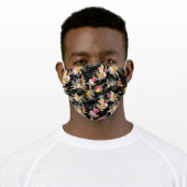 Tropical Hawaiian Flowers on Black Adult Cloth Face Mask (Worn)