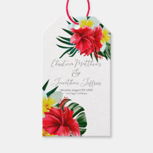 Tropical Hawaiian Flowers on Elegant White Gift Tags