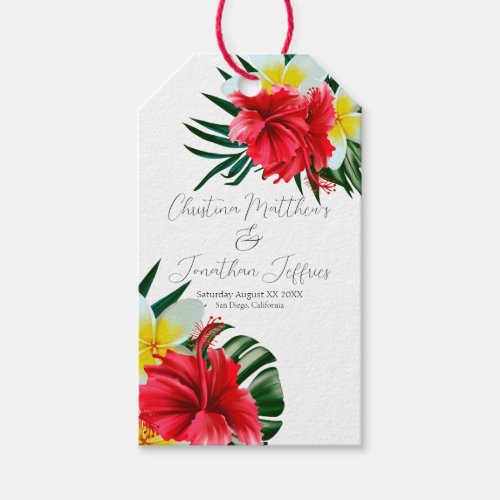 Tropical Hawaiian Flowers on Elegant White Gift Tags