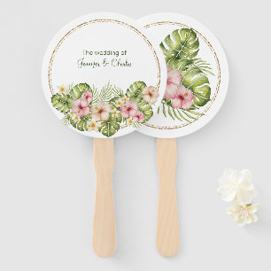 Tropical Hawaiian Flowers Wedding Hand Fan