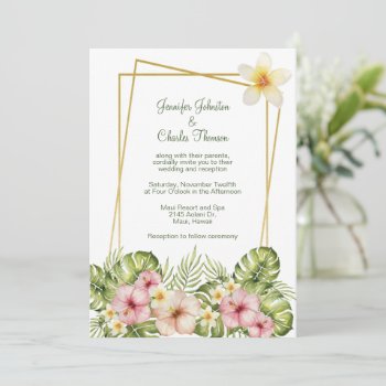 Tropical Hawaiian Flowers Wedding Invitation by Hannahscloset at Zazzle