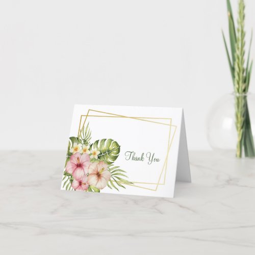 Tropical Hawaiian Flowers Wedding  Thank You Card