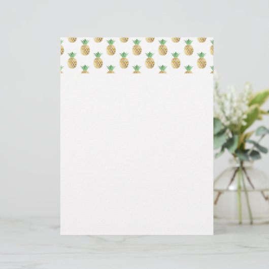 Tropical Hawaiian Gold Foil Pineapple Pattern (Standing Front)