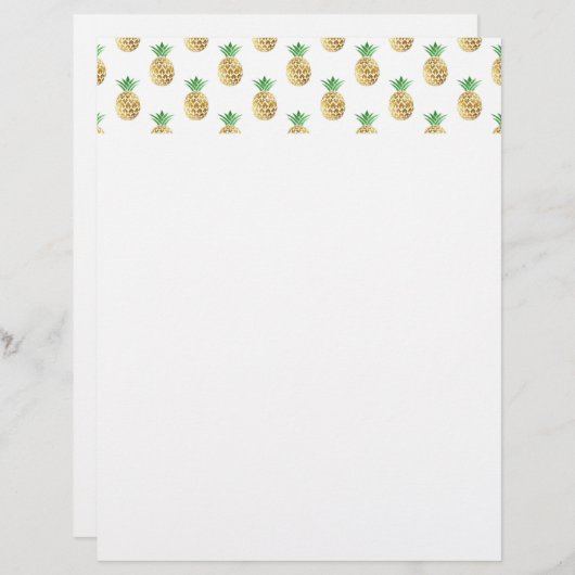 Tropical Hawaiian Gold Foil Pineapple Pattern (Front/Back)