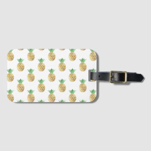 Tropical Hawaiian Gold Foil Pineapple Pattern Luggage Tag