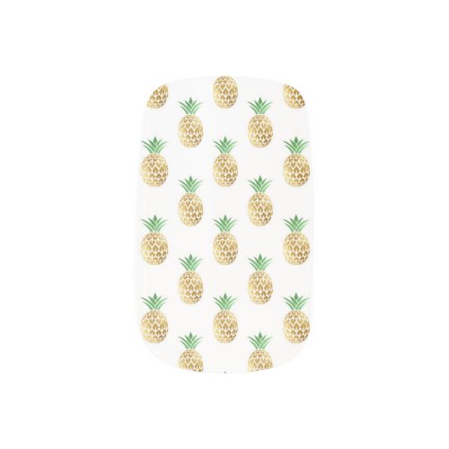 Tropical Hawaiian Gold Foil Pineapple Pattern Minx Nail Art