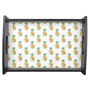 Tropical Hawaiian Gold Foil Pineapple Pattern Serving Tray