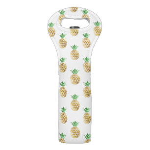 Tropical Hawaiian Gold Foil Pineapple Pattern Wine Bag