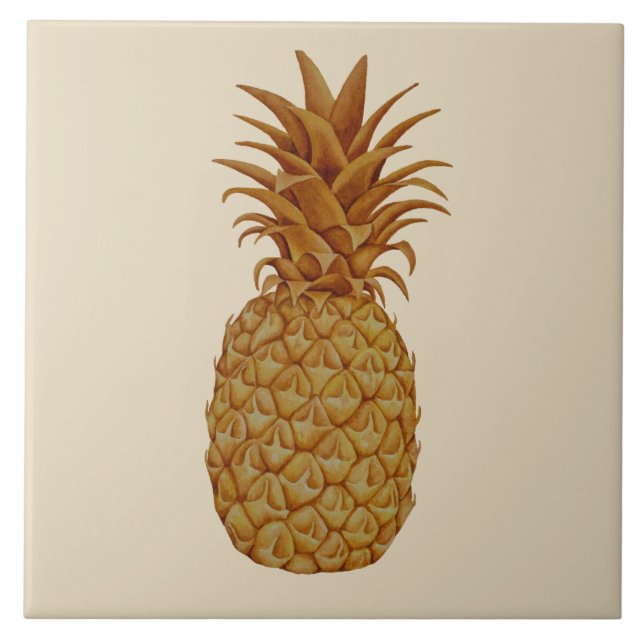 Tropical Hawaiian Gold Pineapple Ceramic Tile (Front)
