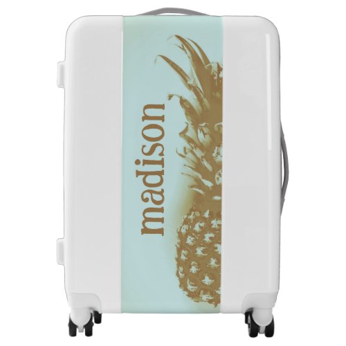 Tropical Hawaiian Gold Pineapple Custom Monogram Luggage