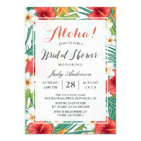 Tropical Hawaiian Hibiscus Aloha Bridal Shower Card