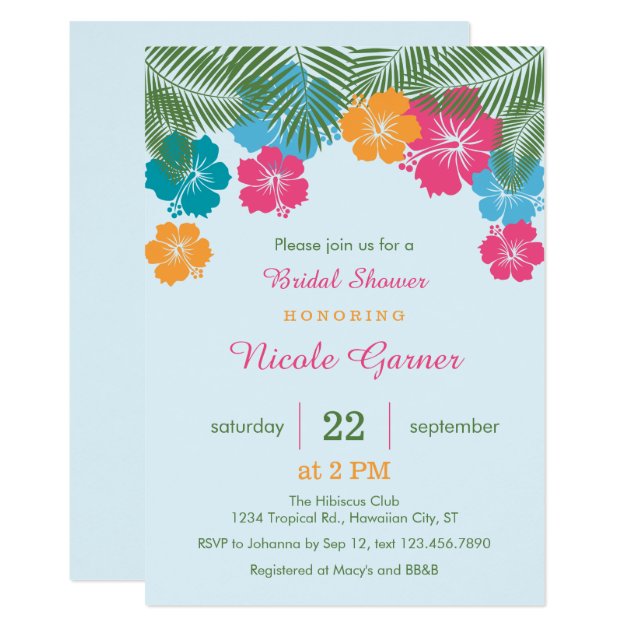 Tropical Hawaiian Hibiscus Bridal Shower Invitatio Invitation